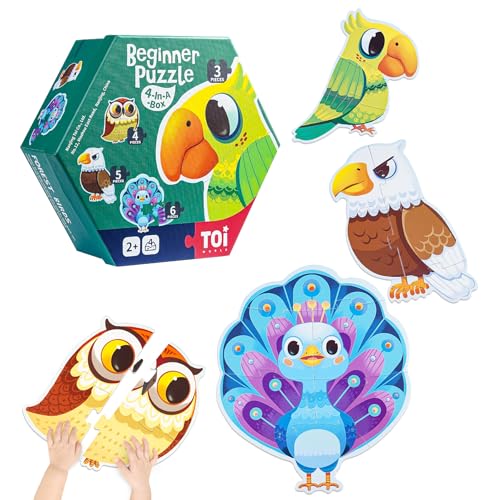 TOI Large Piece Toddler Puzzles for 2-4, Beginner Puzzles - Forest Birds
