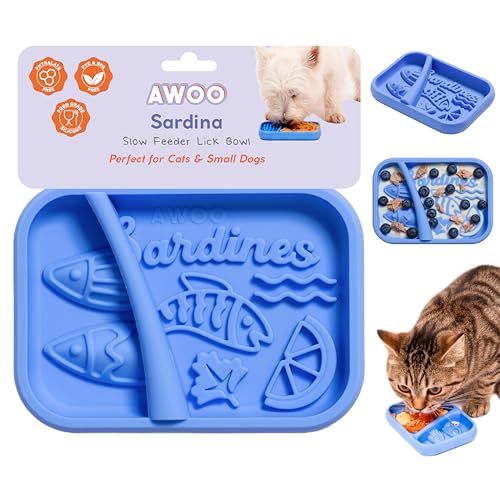 Sardina - Silicone Lick Mat + Slow Feeder for Cats & Small Dogs (Cobalt) - color: Cobalt