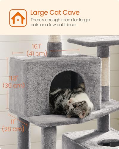 Feandrea Cat Tree, 73.2-Inch Cat Tower, Multi-Level Condo, Light Gray - color: Light Gray, size: 73.2 Inches