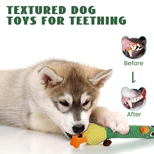 Nocciola 2 in 1 Easter Duck Dog Toy with a Large Rubber Squeaker - Tough Durable Stuffed Squeaky Crinkle Chew Toys for Aggressive Chewers, Medium and Large Breeds - color: Green Duck