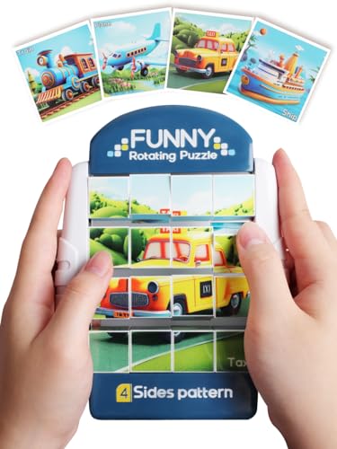 16-Piece Rotating Puzzles for Kids, Toddlers Toys 3+ - color: Transportation