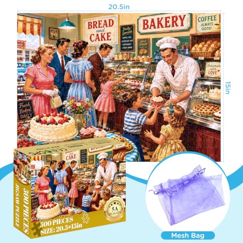 500 Piece Puzzle for Adults, Vintage Bakery Shop Jigsaw Puzzle 500 Pieces - color: Cake Shop Shopping