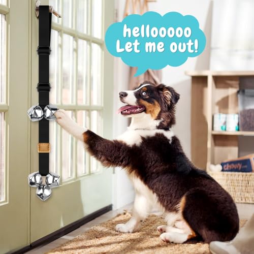 COOYOO Dog Doorbells, Adjustable Potty Training Dog Bells, Upgraded for Training Your Puppy The Easy Way, Premium Quality Housetraining Hanging Bell-5 Extra Large Loud 1.5 DoorBells - color: 01-Black