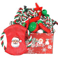 Christmas Dog Toys 15 Pack, Puppy Rubber Chew Toys with Rope Toys Set, Interactive Tough Christmas Gifts Box for Dogs, Training Playing Teething Busy Toys Bulk for Holiday Puppies Presents - color: Red