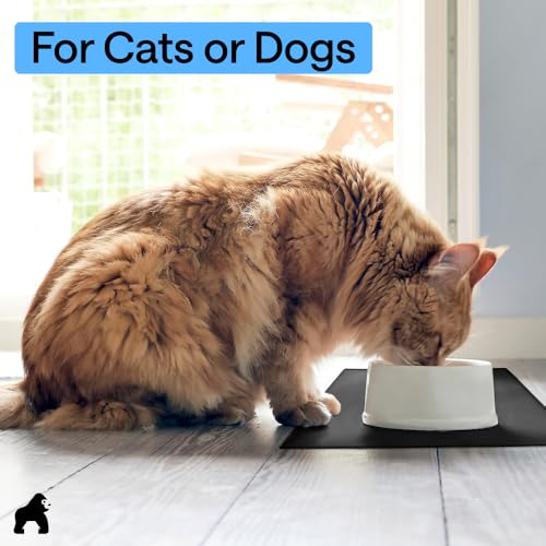 GORILLA GRIP Dog Food Mat, 100% Waterproof Silicone, 16x10 Black - color: Black, size: 16"l X 10"w