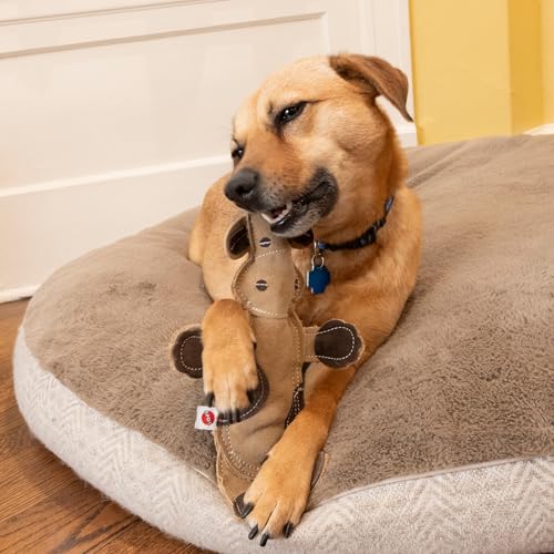 SPOT Dura-Fused Leather Barnyard Animals - Stuffed Dog Toy with Squeaker, Real Leather & Jute Fabric, for Light to Moderate Chewers, Great for Adult Dogs and Puppies - 11in, Assorted Styles, 1 Piece