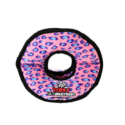 TUFFY® 2 Pack Ultimate 4Way Ring Ultra Durable Plush Dog Toys - color: 2PK Pink Leopard 4Way Ring