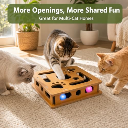 Cat Nail File Scratcher Box MDF Puzzle Toy with Sandpaper - color: Brown