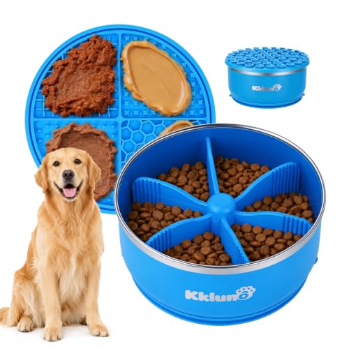 Slow Feeder Insert Dog Bowl 8 Cups Stainless Steel with Lick Mat