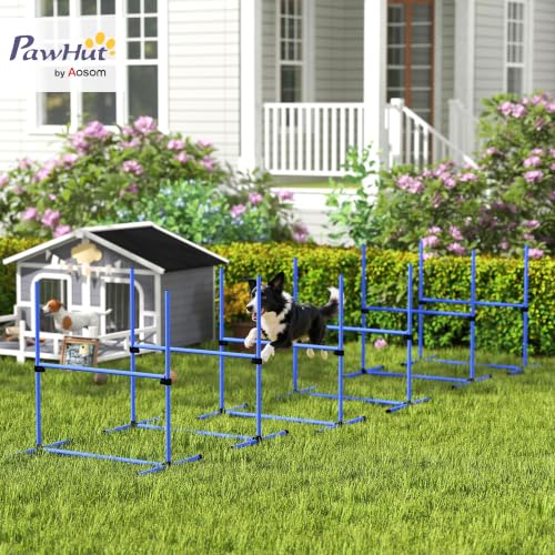 PawHut 6 Piece Dog Agility Training Equipment for Dog Agility Course Blue - color: Blue, size: 6 Piece
