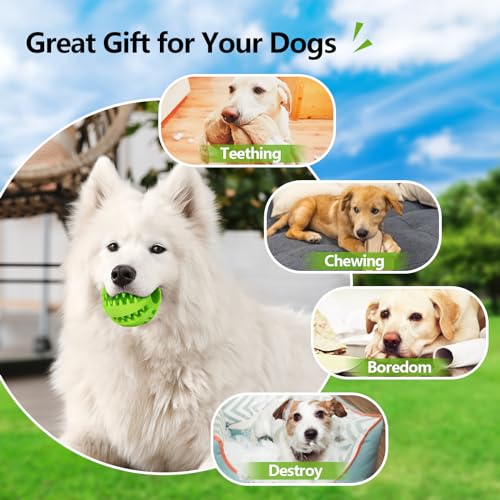 Treat-Dispensing Dog Toys: 2Pack Dog Balls for Teething - size: 2.8in for Small & Medium Dogs