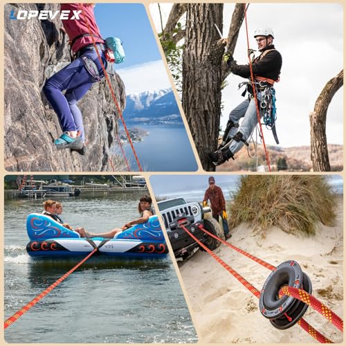 1/2 Inch Static Climbing Rope (150 Ft) - 9000lbs High Strength Arborist Bull Rope for Tree Pulling, Rigging & Rappelling - 48 Strand Polyester Braided Core, Red - size: 1/2in x 150ft, style: Red