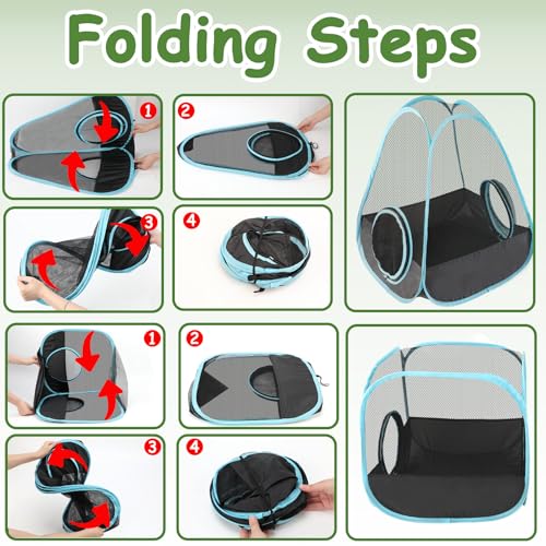 YUEPET Large Rabbit Tunnel, Bunny Tunnel for Small Pets, Ferret playpen - color: Mesh Black Blue