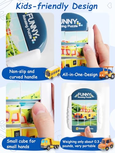 16-Piece Rotating Puzzles for Kids, Toddlers Toys 3+ - color: Transportation