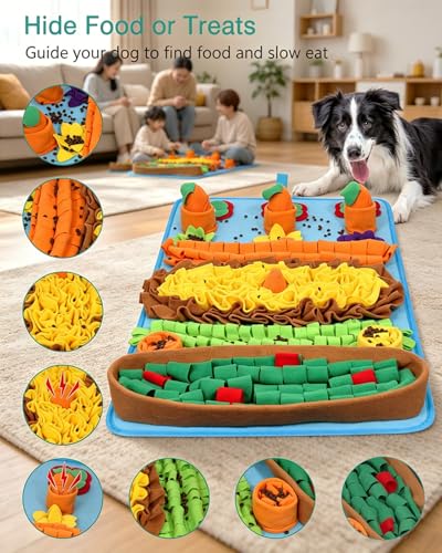 ORIA Snuffle Mat for Dogs, 4 Squeaky Carrots, Machine Washable, 32''x20'' - size: 32x20 inch