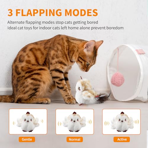 Gigwi Flappy Bird Cat Toy For Indoor Cats, Rechargeable Lifelike Sandpiper Interactive Flapping Bird Cat Toy Tweet, Flapping Wings & Lively Chirping, Catnip Toys For Kitten, Touch Activated (Princess) - color: Princess