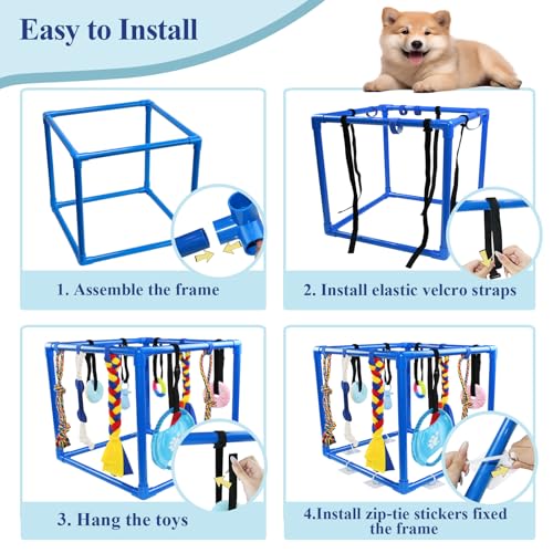ASOCEA Puppy Play Gym for Small Dogs – Interactive Jungle Gym with 10 Hanging Toys, Adjustable Height, Safe PVC Frame for Indoor Puppy Entertainment, Teething & Mental Stimulation