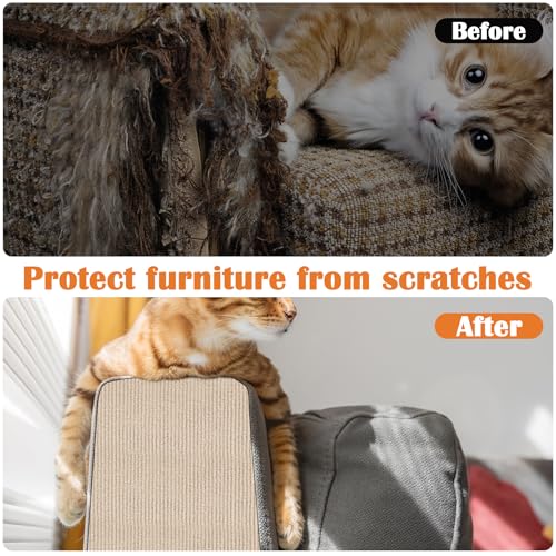 Cat Scratch Furniture Protector - 40" x 13.8" Trimmable Self-Adhesive Cats Claws Scratch Pads, DIY Cat Climbing Couch Protector for Scratch Post Cat Tree Replacement Indoor (Khaki) - color: Khaki, size: 13.8" x 40"