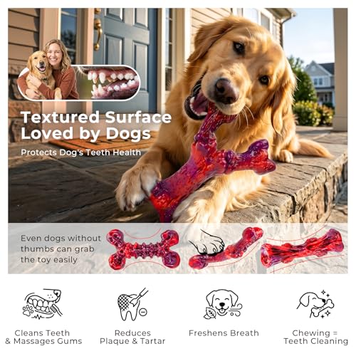 Kseroo 3-Pack Beef Flavored Dog Chew Toys for Aggressive Chewers, Red-XL - color: 3PC-Beef-Red