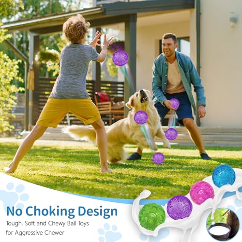 3'' Squeaky Dog Toy Balls for Lagre Medium Breed, Indestructible Dog Balls for Playing, Fetching & Retrieving, Durable Aggressive Chewers, 2 PCS Purple - color: Purple+Purple