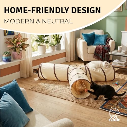 Large 3-Way Cat Tunnel, Collapsible Pet Play Tube with Toys