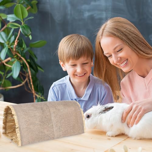 INOOMP Rabbit Tunnel Toys Bunny Grass Nest Pet Sleeping Nest Hideout for Small Pets Tunnel Toy for Rest Sleep Play Chew 14.96 X 7.48 X 6.29 in - size: L
