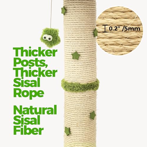 TinyBeast 29.5" Cat Tower with Scratching Post, 4-in-1 Natural Sisal Cat Scratcher with Removable Plush Perch Bed, Cat Stand Featuring Dangling Ball & Spring Ball, Cat Tree Tower for Indoor Adult Cats