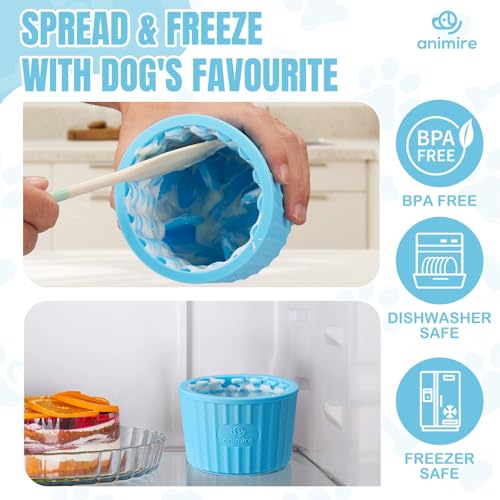 Dog Lick Bowl, Anxiety Relief Dog Licking Mat Freezer Treat Dispenser, Non-Slip Anti-Choking Silicone Slow Feeder Lick Bowl for Small Medium & Large Breed Dogs, BPA Free(Light Blue,S) - color: Light Blue, size: S