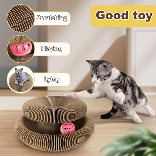 Kitty Curls Cat Toy, Magic Organ Cat Scratching Board with Bell-Ball - color: Magic Organ Design