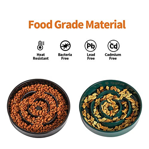 Black 8.66 in Dog Bowl Ceramic Slow Feeder for Medium Large Dogs,Elevated/Raised Slow Feeding Dog Food Water Dish Heavy Weighted,Puppy Dish for Fast Eaters,Puzzle Eating Bowl Modern Maze - color: Black Slow Feeder Elevated