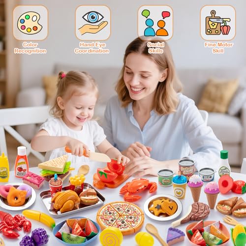 Juboury Pretend Play Food Set for Kids Kitchen, with Storage Bag