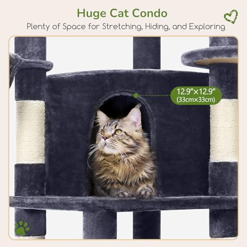 Globlazer Corner Cat Tree Tower with Scratching Post, C51, Dark Grey - color: Dark Gray, size: 51inch