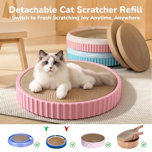 6pcs Cat Scratch Pad, Cat Scratcher Cardboard & Cat Scratching Pads - Round Cat Scratcher Refill, 10 Inch Diameter 7/8 Inch Thick cat scratchers for Indoor Cats - size: 6 Pack Round