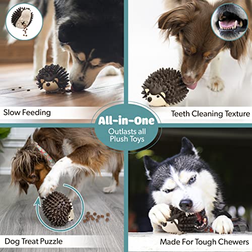Bella Boo Pets Interactive Dog Toy for Strong Chewers - Freddy The Hedgehog All-in-One Treat Ball + Food Dispensing Slow Feeder Dog IQ Puzzle + Dental Chew Toy for Medium and Large Breed Dogs (Pink) - color: Pink