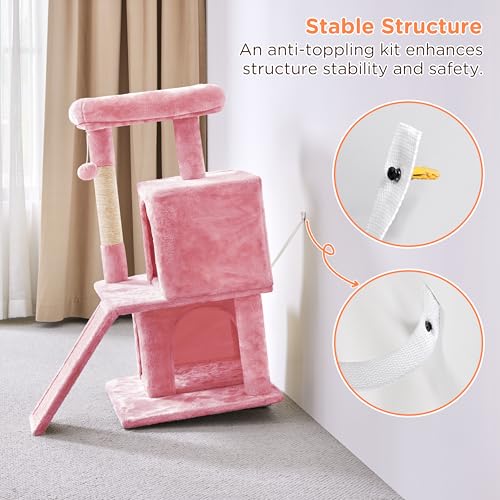 Yaheetech 36in Cat Tree Tower with Large Perch for Senior Kittens - color: Pink, size: 36in