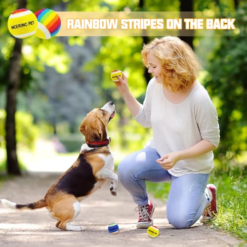 X-Small Dog Tennis Balls Dog Toys Ball 1.5" Pack of 12, Fit Ball Launchers - color: Yellow&Blue Rainbow tennis balls