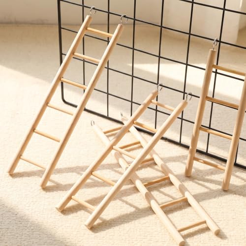 3Pcs Natural Wooden Bird Ladder Bird Cage Ladder for Cockatiels