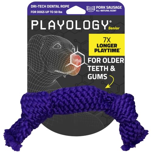 Playology Rope Dog Toys for Senior Dogs - Medium, Pork Sausage Scent - size: Medium Rope, style: Pork Sausage