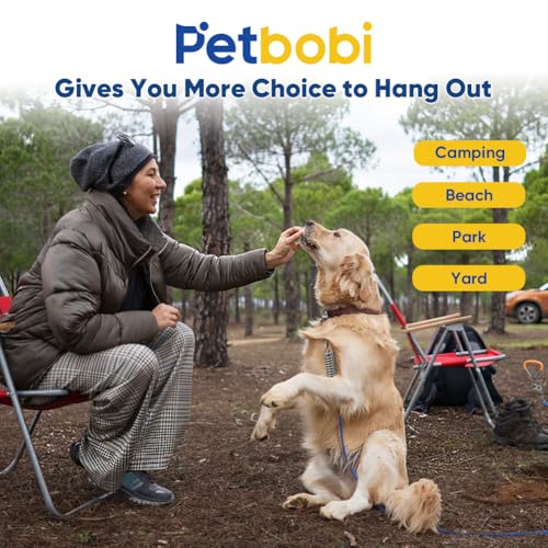 Petbobi Dog Tie Out Cable and Stake, 50ft Heavy Duty Dog Leads for Yard - color: Blue, size: 50 ft (120 lbs)