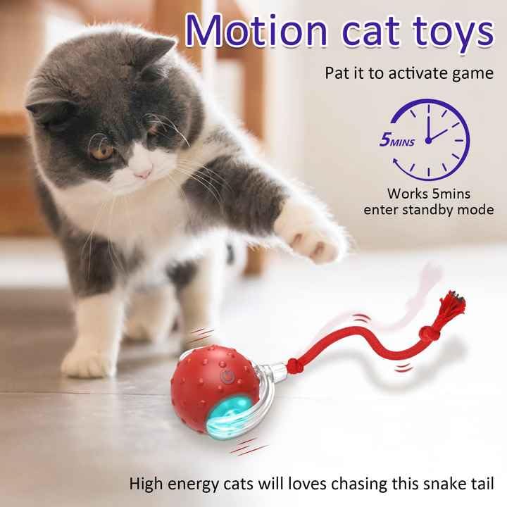 PetScope Interactive pet Toy Ball with Motion Sensor, Rechargeable, 3 Speed Modes, LED Lights, Bird Sound Effects, (Yellow) - color: Yellow