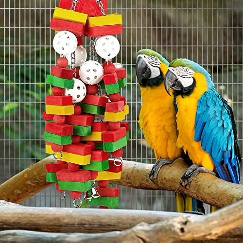 Large Bird Parrot Toys for Cockatoos African Grey Macaws Amazon Parrots - color: Red