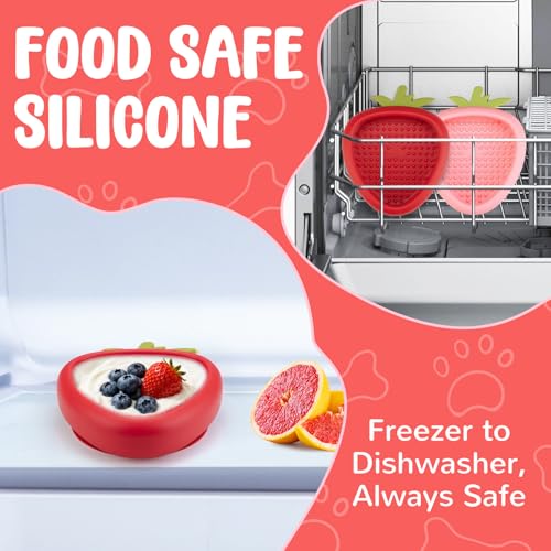 Freeze Dog Lick Bowl, Animire Non-Slip Slow Feeder Lick Mat for Dogs, Silicone Dog Enrichment Bowl for Distraction Anxiety Relief Boredom, BPA Free, Dishwasher Safe(Red,L) - color: B- Red, size: L