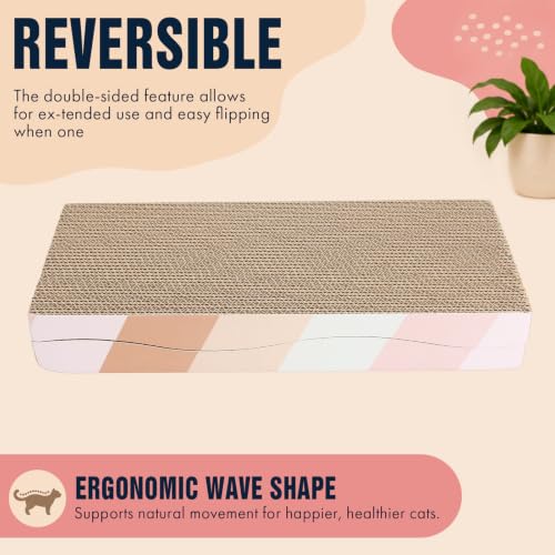 SIDAZON Cat Scratching Board cat Scratcher Cat Scratch Pad Cardboard cat scratchers for Indoor Cats Reversible Large Wide Corrugated with Catnip(2pcs) - size: 2-Pack