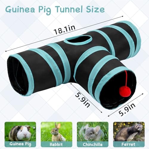 Rypet Guinea Pig Tunnel Hideout 3-Way Collapsible Pet Tubes, Blue Black - color: Blue Black