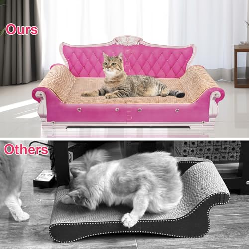 COOZMENT Scratching Sofa, Couch Shaped Thick Scratching Cardboard, Lounge Bed for Indoor Rest&Play, Sofa Scratcher Pad (Pink, 27.6" L X 12.4" W X 11.8" H) - color: Pink-Medium