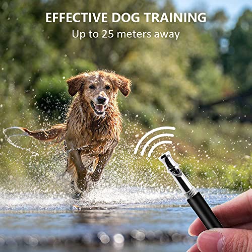 Dog Whistle to Stop Barking, 2 Pack Ultrasonic Silent Adjustable Training Whistle with Lanyard (Black)