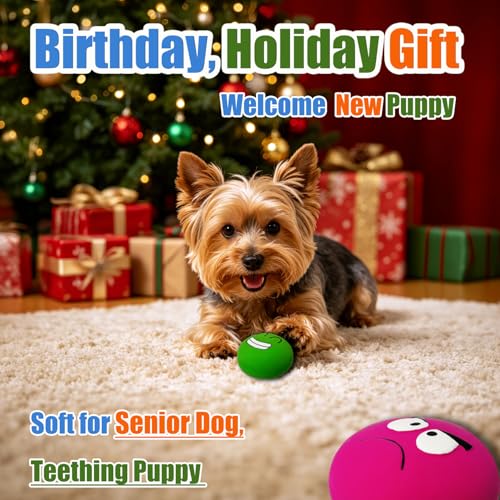 Latex Squeaky Dog Toys for Small Dogs & Tiny Breeds, 2.2" Flat Ball