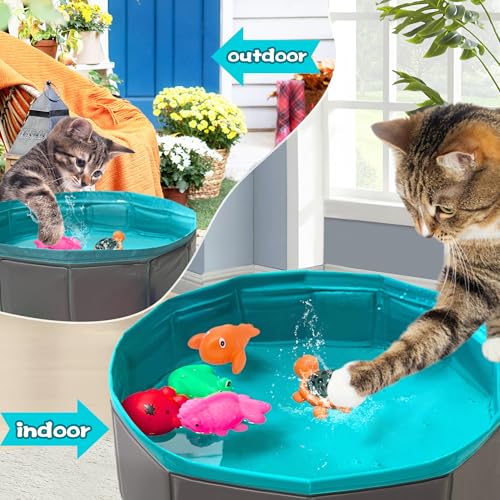 Cat Pool Toy, Cat Enrichment Toy, Portable Play Mat (1pcs Pool + 6pcs Toy)