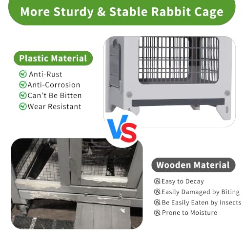 Plastic Rabbit Cage Outdoor Indoor, Bunny Cage Guinea Pig Cages Enclosure - size: 21.6" L x 18.8" W x 17.9" H