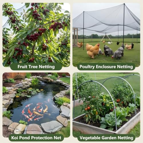 Bird Netting 15x15 FT Heavy Duty 1/2 Inch Mesh Garden Netting - size: 15x15 FT